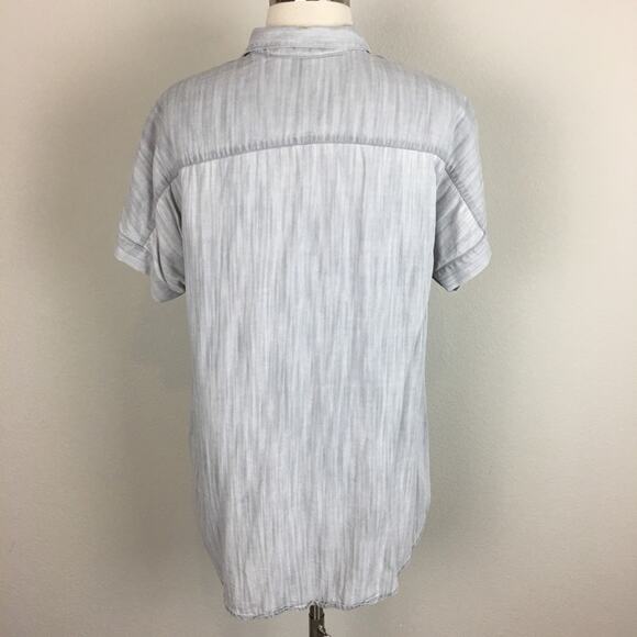 Soft Surroundings Gray Chambray Short Sleeve Button Dwon XS - Picture 5 of 8